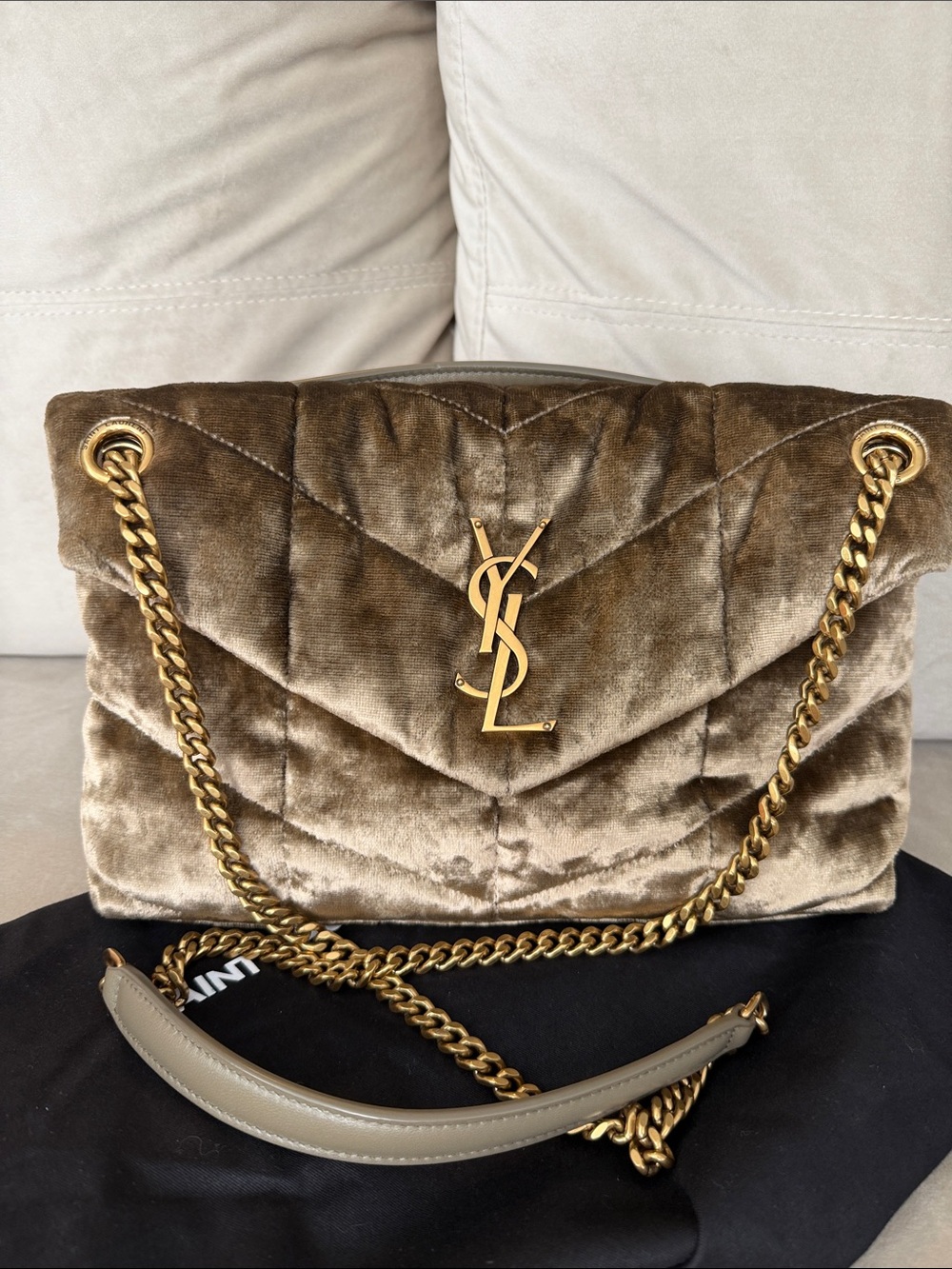 Saint Laurent Quilted Velvet Bag